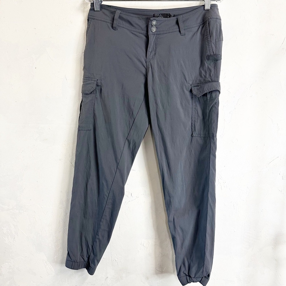 PrAna Cargo Pants Womens SZ 4 Gray Nylon Joggers Performance Hiking Activewear